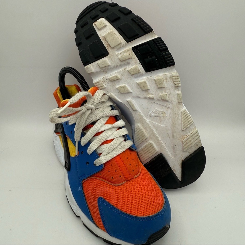 Youth Nike Huarache Run GS Hyper Royal Yellow Orange Athletic Sneakers Size 6.5Y